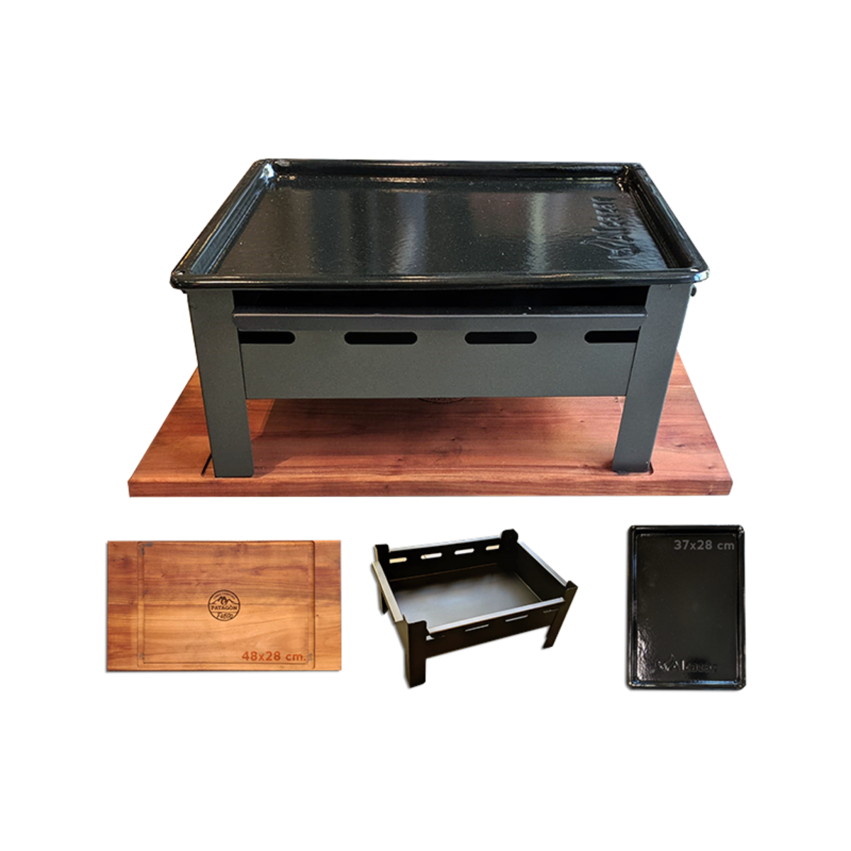 Brasero Parrilla Alcázar Patagón Portátil Con Tabla Raulí