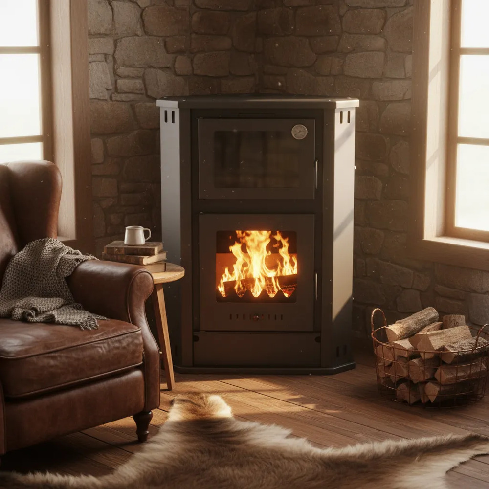 Calefactor A Leña Canto Esquinero Con Horno 80 A 190 M2 - Imagen 4