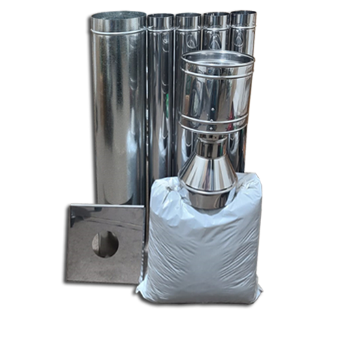 Kit Caños Pellet 100 mm Inox Para Techo Chimenea