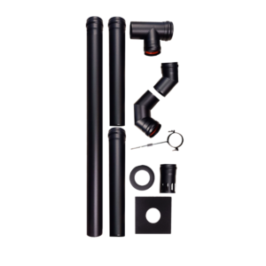 Kit Caños Pellet 80 mm Negro Salida Pared Chimenea