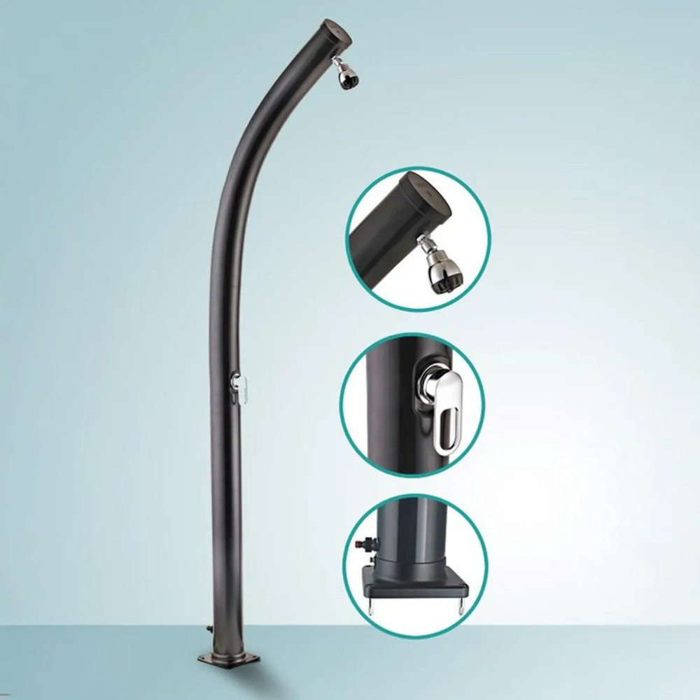 Ducha Solar Curva 20l Pvc Negra Exterior Piscina Jardín - Imagen 4